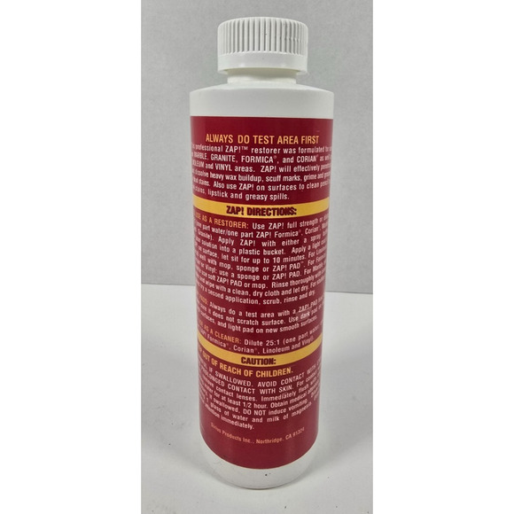 Zap! Professional Restorer Marble Granite Formica Corian Concentrate 12 fl oz - Picture 2 of 3